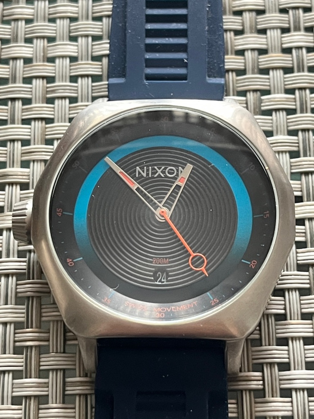 Nixon Silver and Blue Wearable Watch